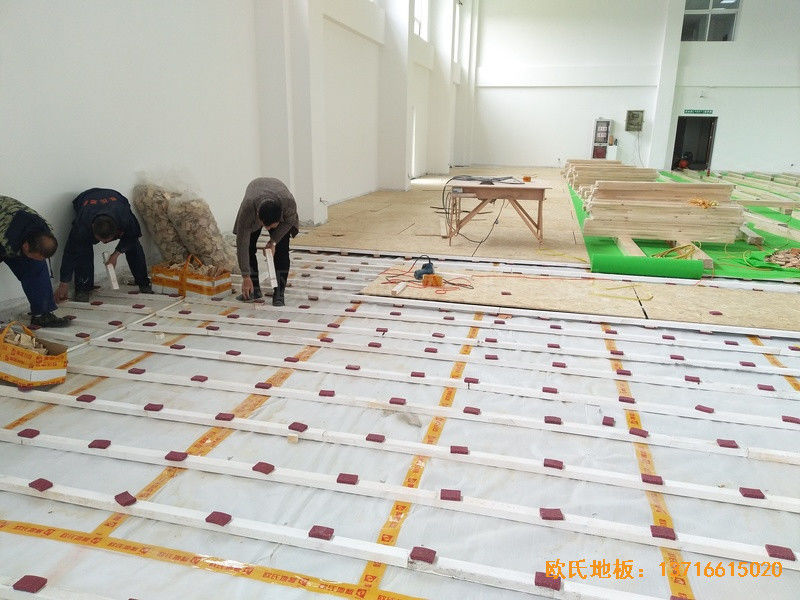 南京浦口黨?；@球館體育地板施工案例1